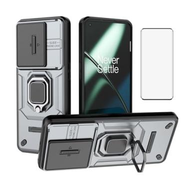 Imagem de Asuwish Capa de telefone para OnePlus 11 5G com capa de câmera deslizante de vidro temperado, suporte de anel, resistente, fino, protetor híbrido, celular One Plus11 1 Plus 1plus11 One+ 1+ feminino