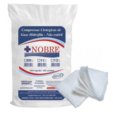 Imagem de Compressa De Gaze Hidrófila Não Estéril 11 Fios C/500 Un - Nobre