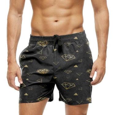 Imagem de Short Praia Shorts Banho Bermuda Verão Diamantes Dourado Cartoon 445 -