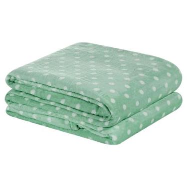 Imagem de Mantinha Flannel Casal Padrão Petit Poá - Bia Enxovais, Salvia