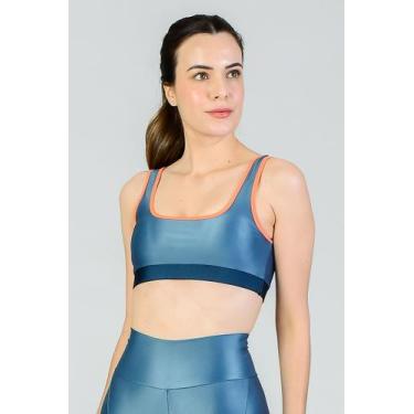 Imagem de Top Feminino Edge Fitae, Azul escuro, Laranja, P
