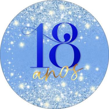 Imagem de Painel De Festa Redondo 1,50x1,50 - 18 Anos Efeito Glitter Azul 319 - 
