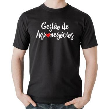 Imagem de Camiseta Algodão Gestão de agronegócios por amor - Foca na Moda, Preto