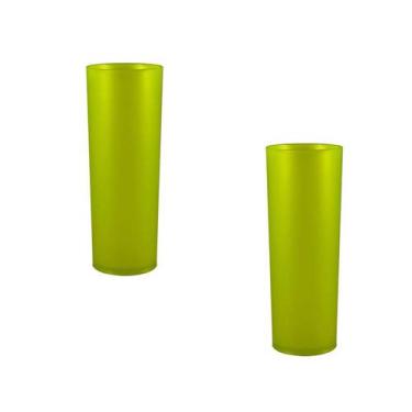 Imagem de Kit 2 Copos Long Drink Amarelo Neon 330Ml Plástico Premium - Bb Store