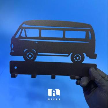 Imagem de Porta Chaves Kombi  22x14 cm Preto Lixa - Artístic Laser 
