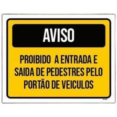Imagem de Placa Sinalização Aviso Proibido Entrada Saída Portão 27X35
