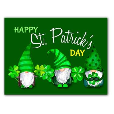 Imagem de Small World Greetings Lucky Gnomos Cartões de Dia de São Patrício 24 unidades - Em branco por dentro com envelopes - Tamanho A2 14 x 10,8 cm - Amigos, família e mais