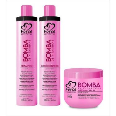 Imagem de Kit manutenção capilar para crescimento - FORCE COSMÉTICOS, Rosa, 1kg