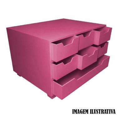 Imagem de Comoda Retangular Sulfite 7 Gavetas 33cm Mdf Madeira Pintado - ATACADÃ