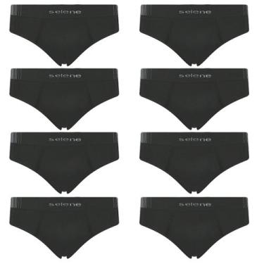 Imagem de Kit 8 Cueca Selene Masculina Slip sem costura Microfibra, Preto, GG