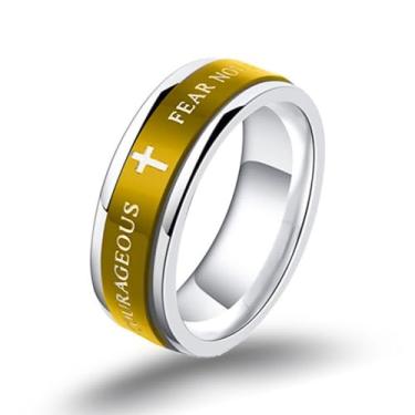 Imagem de LAFATINA Lords Prayer Cross Spinner Anel masculino feminino de aço inoxidável religioso Fidget Bands para Páscoa, Natal, aniversário, tamanho 7-12, aço inoxidável