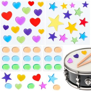 Imagem de Feifeiya 47 peças de gel de tambor fofos de gel de lua para tambores, amortecedores de tambor coloridos, almofadas de gel de amortecimento de coração de estrela, amortecedores macios para tambores,