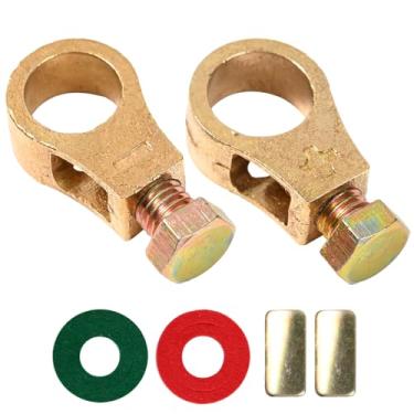 Imagem de 4 peças terminais de bateria de carro grampos de cabo clipe superior pino rápido com arruelas conector elétrico negativo positivo acessórios automotivos com arruelas kit de conectores de terminal de