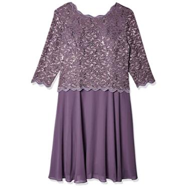 Imagem de Alex Evenings Vestido feminino com corpete bordado para mãe da noiva, vestido de convidada de casamento (tamanho pequeno e regular), Orquídea gelada, 42