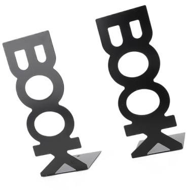 Imagem de LIVRO DE PERSONAGENS Metal Bookends Estrutura Sólida Toda Em Metal para Decoração DE Escola Em Casa (Novo par preto de 208 mm)