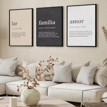Imagem de Quadro Decorativo familia frases moderno luxo Sala Quarto casal Com Moldura vidro (Moldura Preta, 60x80, Com Vidro)