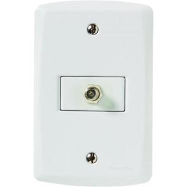 Imagem de Conjunto Tramontina Lux 4X2 Branco Com Placa (1 Tomada Tv), Branco