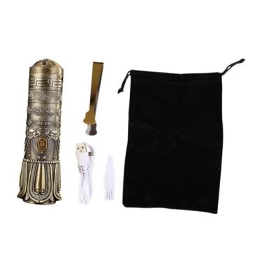 Imagem de IEUDNS Queimador de Incenso Elétrico Usb para Carro, Incensário Eletrônico, Presente de Aniversário, Suporte de Incenso, Queimador Portátil para Mesa de Chá, Bronze Verde, Tamanho real