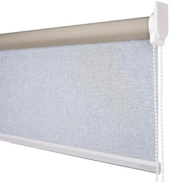 Imagem de Cortina Persiana Rolo Blackout SOB MEDIDA Para Quartos, Salas e Escritórios (SEM BANDÔ) (Linho Cinza - Acabamento Branco, 1,80 (lar) x 1,40 (alt))