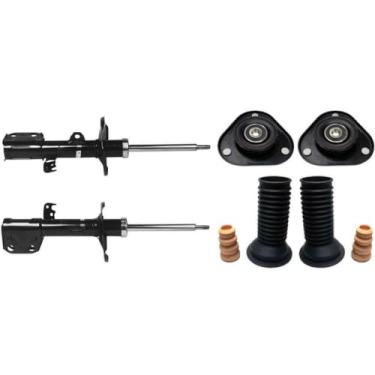 Imagem de PAR AMORTECEDOR DIANTEIRO + KITS BATENTE COIFA COXIM COM ROLAMENTO COROLLA 2009 A 2014