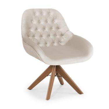 Imagem de Poltrona Base Giratória Madeira Capitonê Pandora - Due Decor, Velutto 