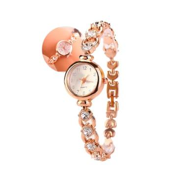 Imagem de Relógio Feminino Dourado de Pulso Pequeno Original Analógico Delicado Luxo Casual Quartzo Com Pedras e Strass Vintage