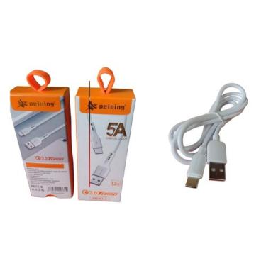 Imagem de Cabo Carregador Peining Usb Tipo C Para Samsung S8 S9 1,20 M branco.