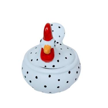 Imagem de Galinha Galheteiro Pequena amarela, vermelha. - Ana ceramica