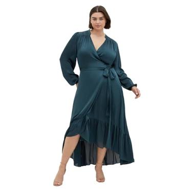 Imagem de City Chic Vestido feminino Rylie Love Maxi, Azul-petróleo, 25 Plus Size