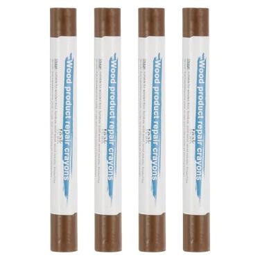 Imagem de PATIKIL Giz de cera para reparo de móveis, 4 peças de bastões de enchimento de madeira de cera de madeira para arranhões Mesas de madeira para furos de piso de madeira, teca