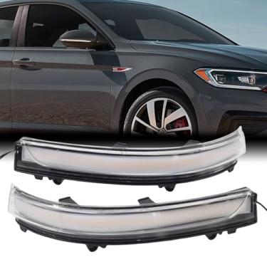 Imagem de Yoegerery Luz de seta de LED dinâmica, sequencial, retrovisora lateral, indicadora, pisca-pisca, compatível com VW Jetta 6 GLI Hybrid Vento Passat B7 Scirocco EOS Fusca Beetle (branco)
