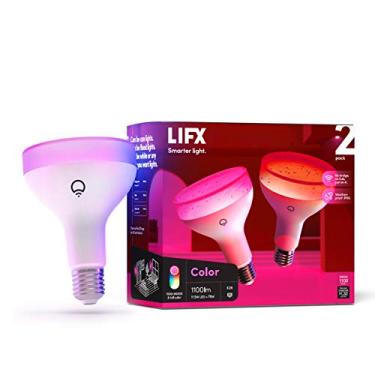 Imagem de LIFX Colorido, 1100 lúmens BR30 E26, lâmpada LED inteligente Wi-Fi, bilhões de cores e brancos, sem necessidade de ponte, funciona com Alexa, Hey Google, HomeKit e Siri, multicolorido (pacote com 2)
