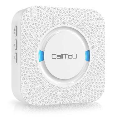 Imagem de CallToU Sistema de chamada sem fio Caregiver Pager alerta de entrada de campainha de porta para receptor de plug-in de negócios de loja de varejo doméstico (precisa ser emparelhado com o transmissor