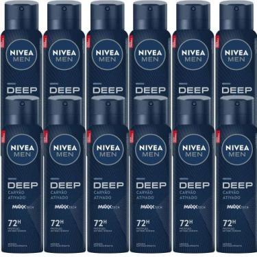Imagem de Kit Desodorante Aerosol Nivea Men Deep Original 150ml - 12 Unidades - 