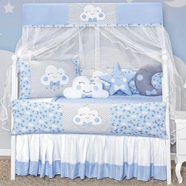 Imagem de Kit Berço Nuvem 12 Peças Estampado Menino Azul Claro Baby