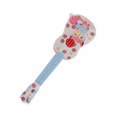 Imagem de Simulação Ukulele Guitarra Brinquedo Portátil Instrumento Dos Desenhos Animados 4 Cordas Ajustáveis ​​para Crianças Material Plástico Seguro (Rosa)