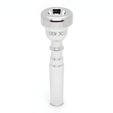 Imagem de Bocal de trompete 3C banhado a prata GKW – Bocal de latão para iniciantes, compatível com a maioria dos trompetes, ideal para estudantes e entusiastas da música