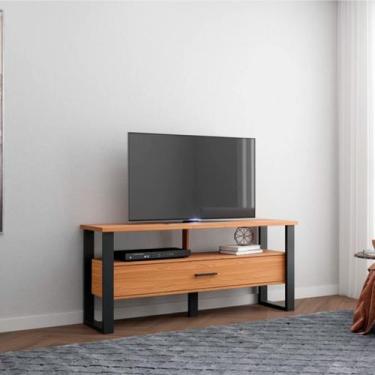 Imagem de Rack para TV Até 55 Polegadas em MDF 140 cm 1 Gaveta Freijó Preto Dall