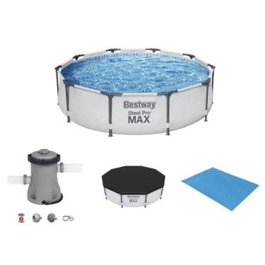 Imagem de Piscina Bestway 5000 Litros Steel Pro Max CINZA 56406 com Bomba Filtra