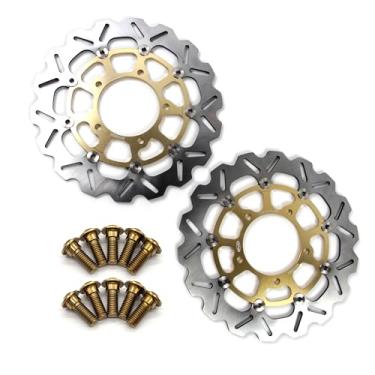 Imagem de Discos de freio dianteiros flutuantes com parafusos de montagem para Suzuki VZR1800N BOULEVARD M109R 2006-2015, VZR 1800 BOULEVARD M109 R 17, VZR1800T BOULEVARD M109R INTRUDER 06-12 dourado