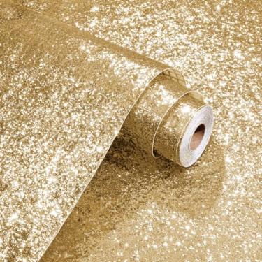 Imagem de STICKEEP Papel de contato com glitter dourado champanhe, papel de parede removível, faça você mesmo, papel de parede dourado para armários, forros de prateleiras, decorações de Natal de Halloween