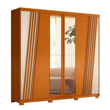 Imagem de Guarda Roupa Ouro Verde Ripado Com Espelho Albatroz Mdp Cinamomo/off White