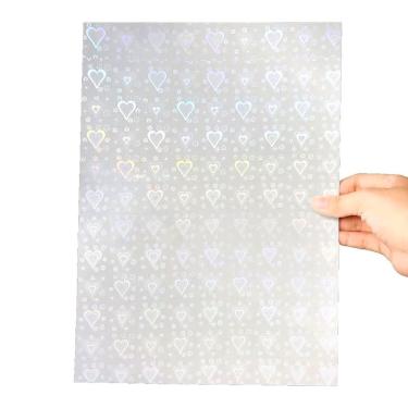 Imagem de Papel Adesivo Holográfico Vinil Coração A4 50Fls