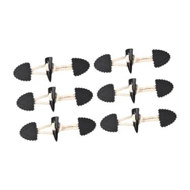 Imagem de Esquirla 6pcs alternamento de encerramento Substituição Elek PU couro portátil Botões de buzina prensa para casaco para lã Casaco de malha, Preto, 15cmx4.7cm