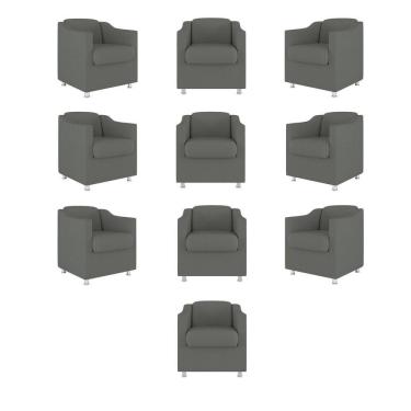 Imagem de Kit 10 Cadeira Poltronas Decorativas Recepção Clinica Suede Cor: cinza