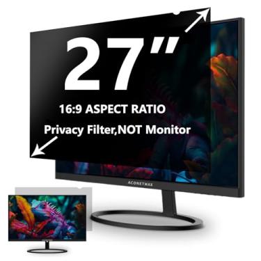 Imagem de ACONETMAX Filtro de tela de privacidade de computador de 27 polegadas para monitor widescreen (16:9) - Escudo de privacidade - antirreflexo - antiarranhões - antiarranhões - protetor de tela protetor
