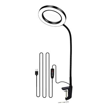 Imagem de YOUNAFEN Lupa, lâmpada de mesa de LED com braçadeira, luz de braço ajustável para leitura de artesanato, lâmpada de lupa de LED alimentada por USB, lupa de LED, lupa de LED, luz de ampliação com