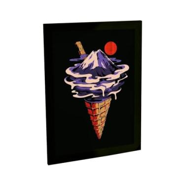 Imagem de Quadro Decorativo Sorvete E Grande Onda Ilustração Japão Decoração Quarto Sala