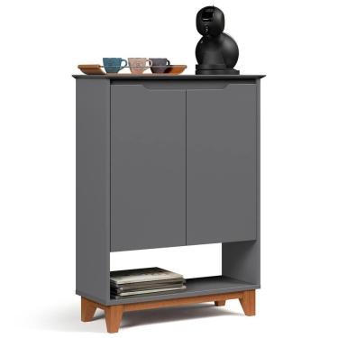Imagem de Aparador Cantinho Do Café 2 Portas 68cm Hall Flow Cinza - Ej Móveis