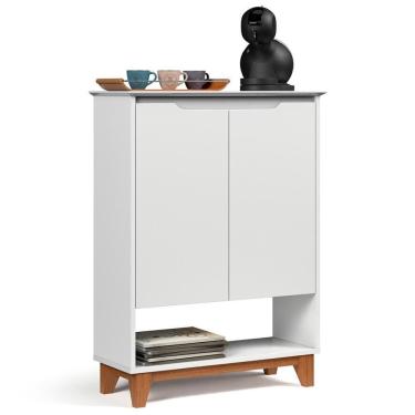 Imagem de Aparador Cantinho Do Café 2 Portas 68cm Hall Flow Branco - Ej Móveis